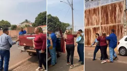 Vídeo - Chamado de 'caloteiro', vereador leva surra da esposa de adversário em MT